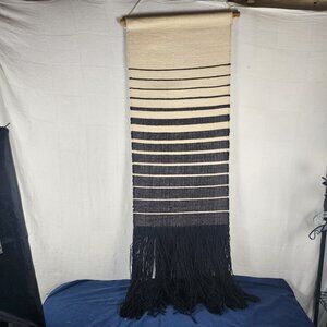 Surya Black Tan Stripe Jute Wool Cotton Kamal KML-1000 18"x38" Hanging Wall Art